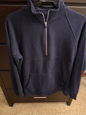 Womens Navy Half-Zip Pullover Sweater